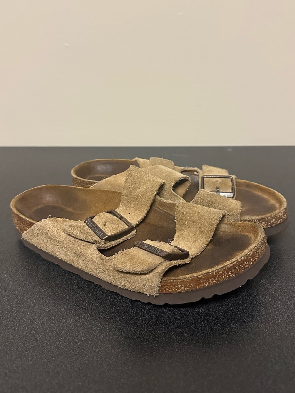 Birkenstock Suede Two-Strap Sandals in Tan